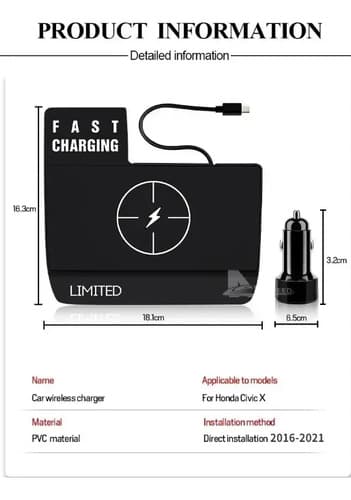 Carregador Sem Fio Wireless Por Indução Honda Civic G10 12v - 7