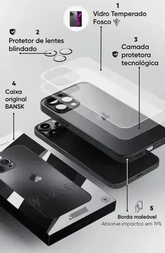 Capa iPhone 14 Pro Bansk Nanoglass 2 Prata Prata Liso Padrão Original - 4