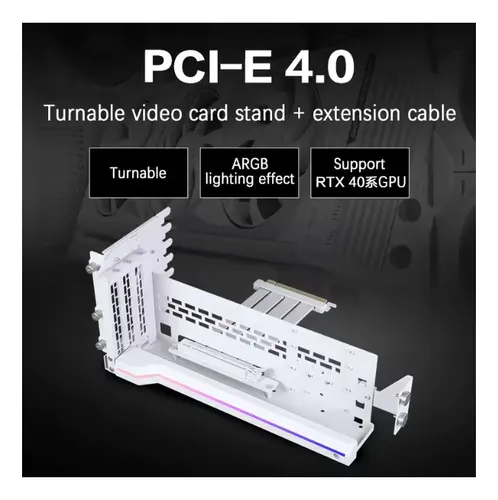 Suporte Gpu Vertical Regulável Pcie 4.0 Argb Com Extensor - 3