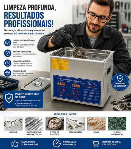 Maquina Aquecimento Ultrassônico Cleaner Limpeza Metais 3l 220v - 3