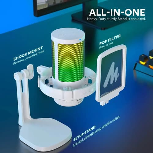 Microfone Condensador Gamer Maono Dgm20 Rgb Branco Branco - 6