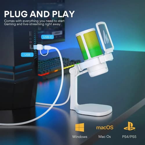 Microfone Condensador Gamer Maono Dgm20 Rgb Branco Branco - 8
