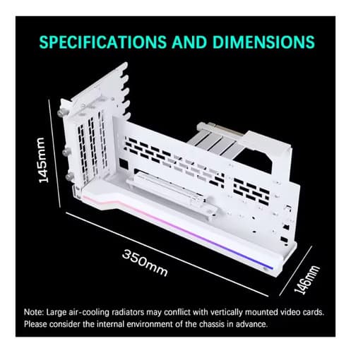 Suporte Gpu Vertical Regulável Pcie 4.0 Argb Com Extensor - 6