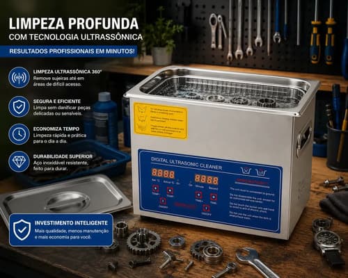Maquina Aquecimento Ultrassônico Cleaner Limpeza Metais 3l 220v - 4